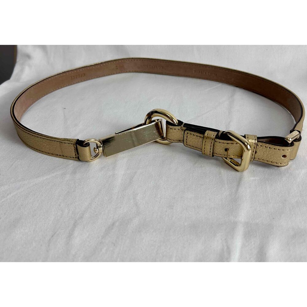 Ann Taylor Gold Buckle Adjustable Tan‎ Leather Belt Small